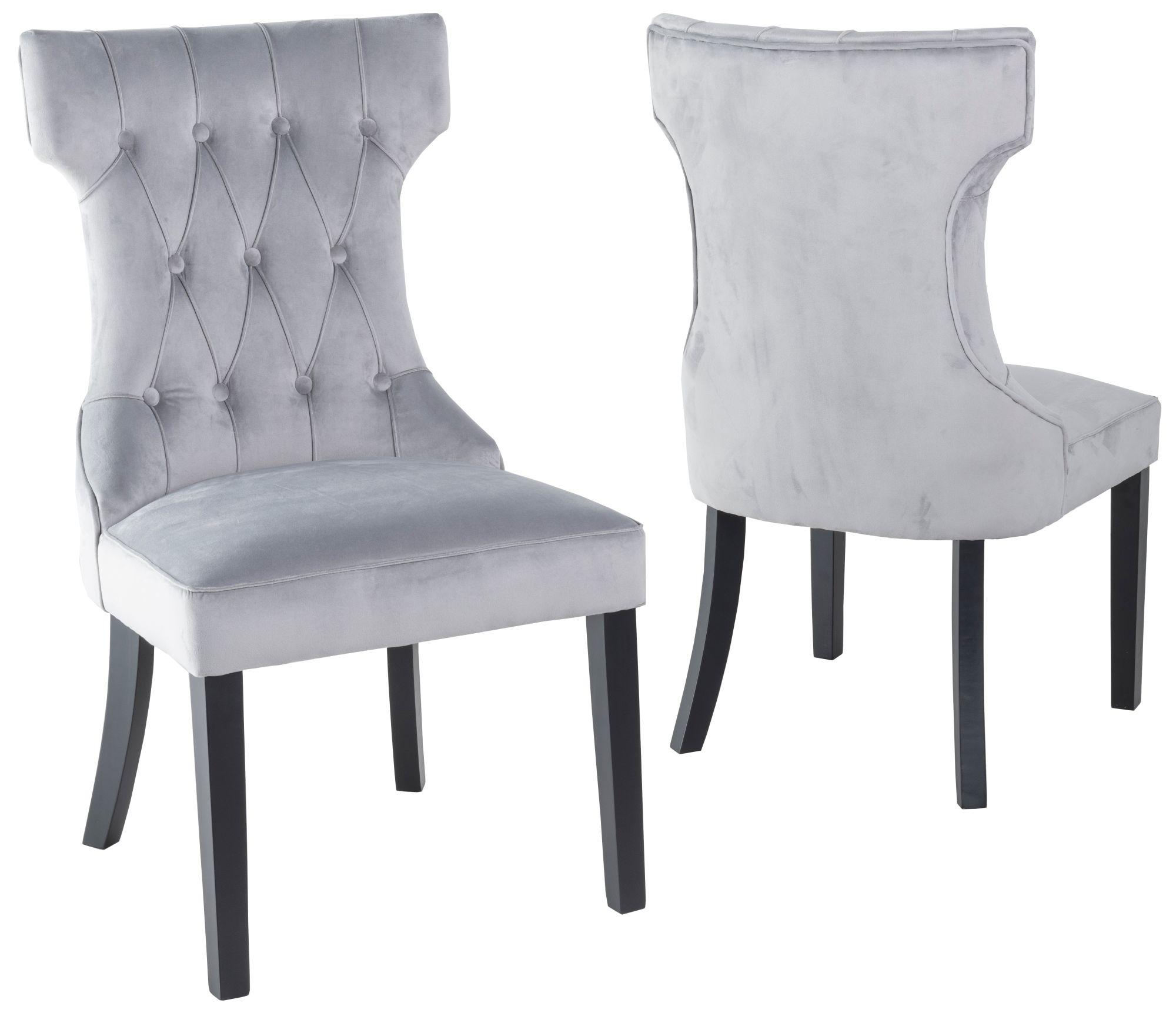 Product photograph of Courtney Light Grey Velvet Fabric Large High Back Dining Chair With Black Legs from Choice Furniture Superstore.