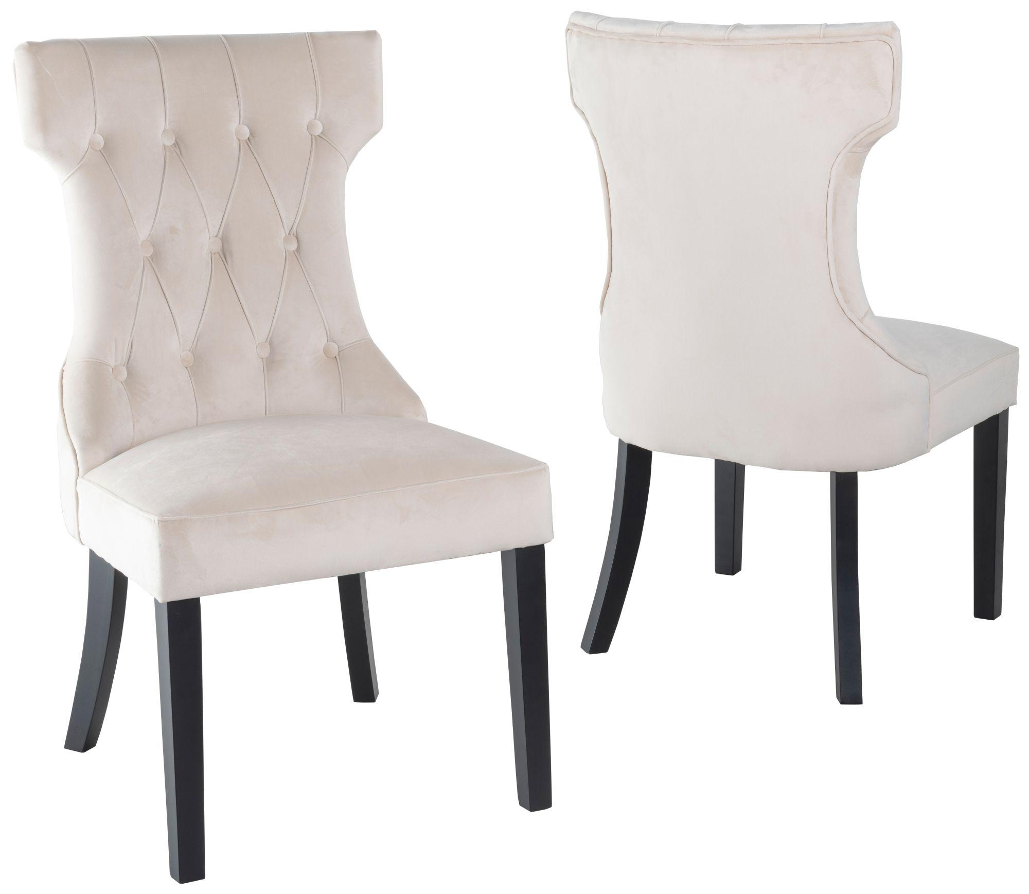 Product photograph of Courtney Champagne Velvet Fabric Large High Back Dining Chair With Black Legs from Choice Furniture Superstore.