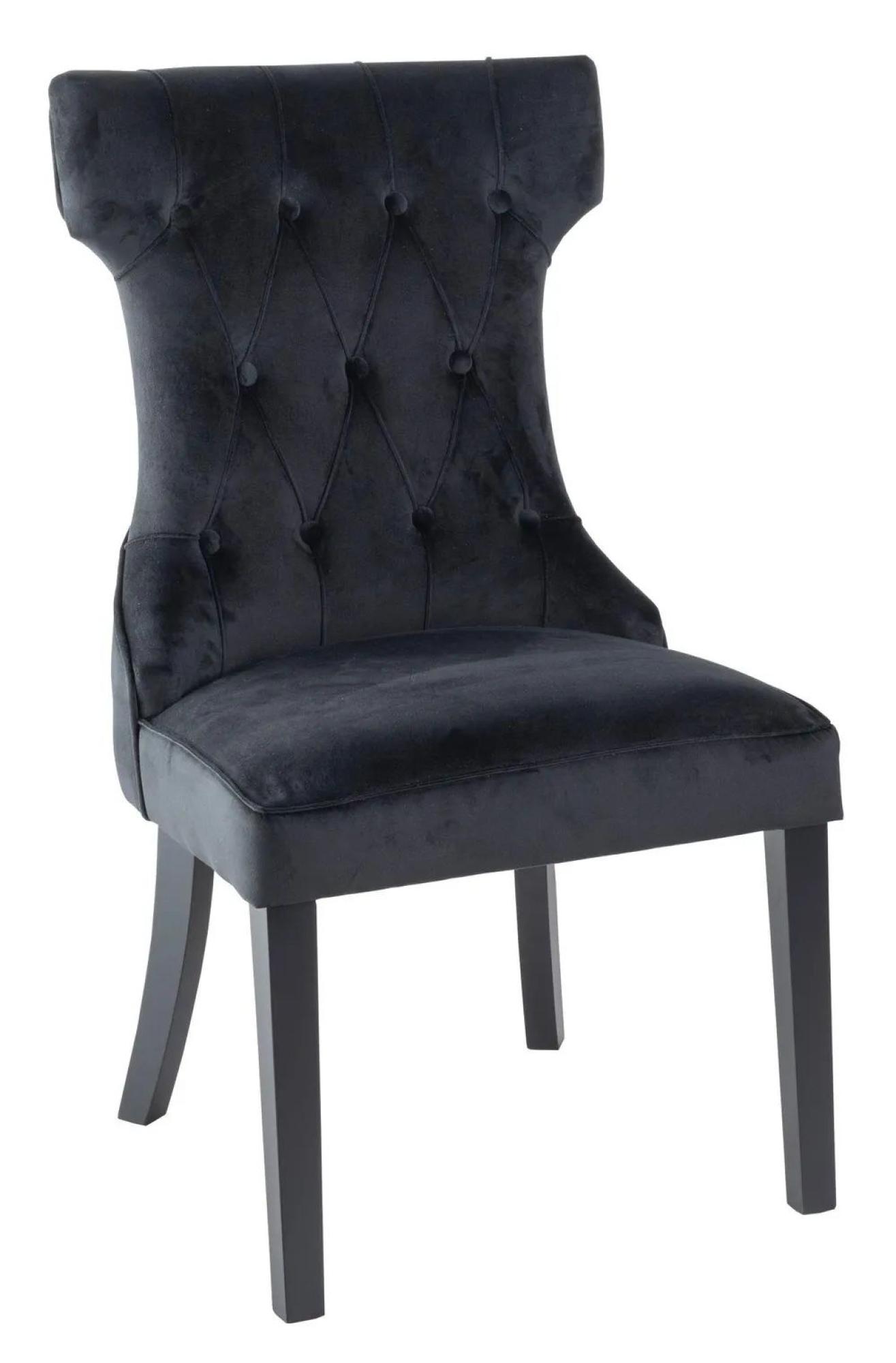 Product photograph of 2 X Courtney Black Velvet Fabric Large High Back Dining Chair With Black Legs from Choice Furniture Superstore.