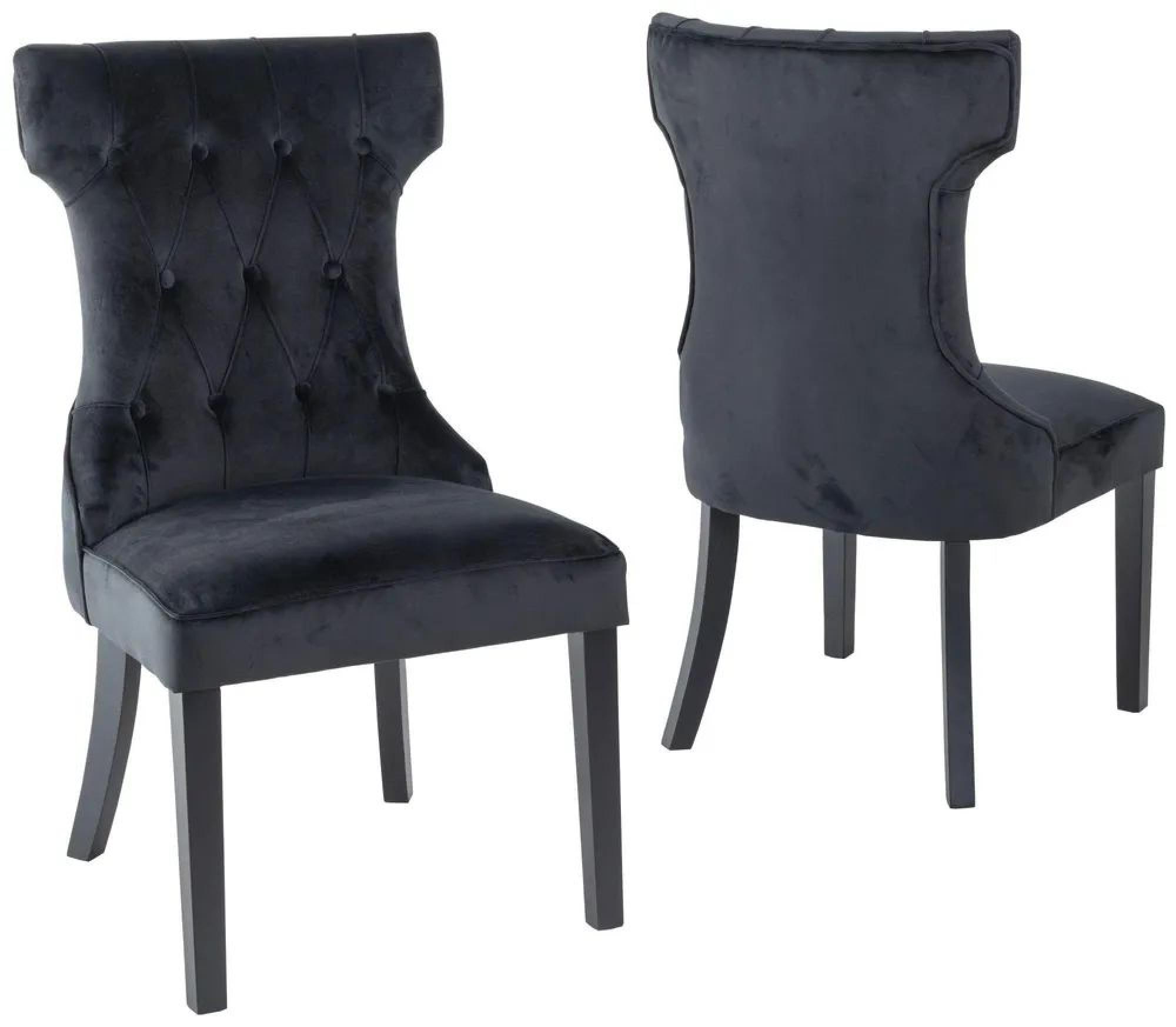 Product photograph of 2 X Courtney Black Velvet Fabric Large High Back Dining Chair With Black Legs from Choice Furniture Superstore.
