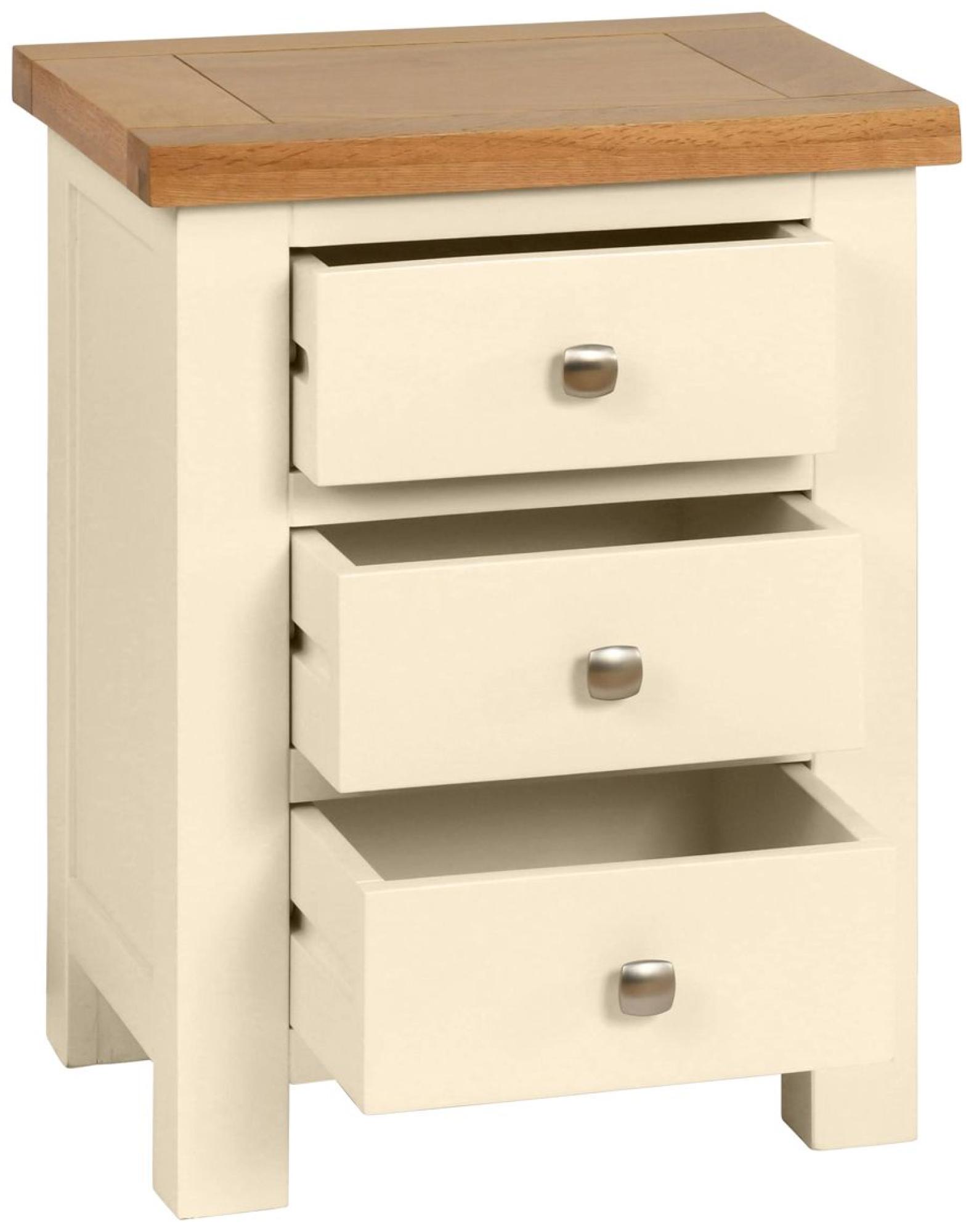 Product photograph of Lundy Ivory Painted 3 Drawer Bedside Cabinet from Choice Furniture Superstore.