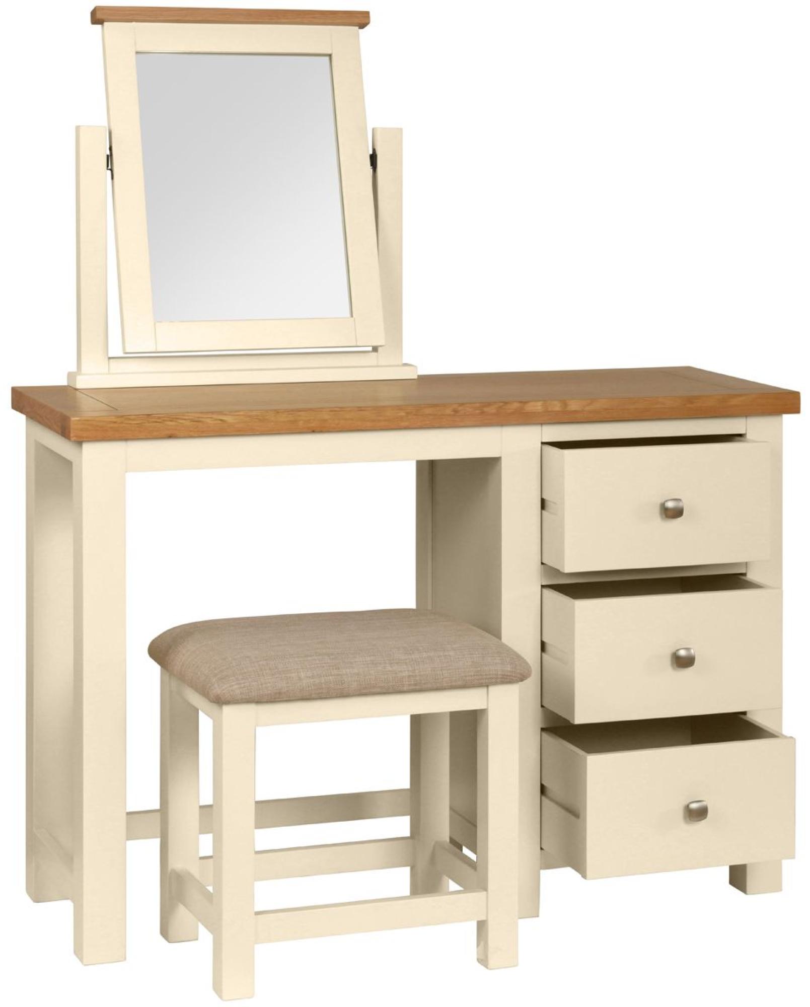 Product photograph of Lundy Ivory Painted 3 Drawer Dressing Table With Stool from Choice Furniture Superstore.