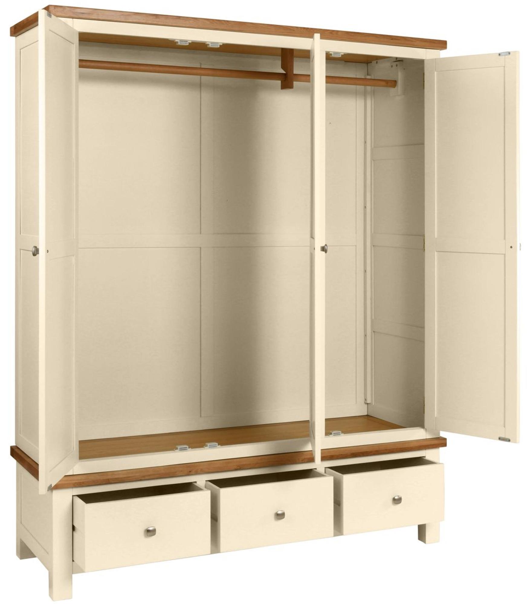 Product photograph of Lundy Ivory Painted 3 Door Triple Wardrobe from Choice Furniture Superstore.