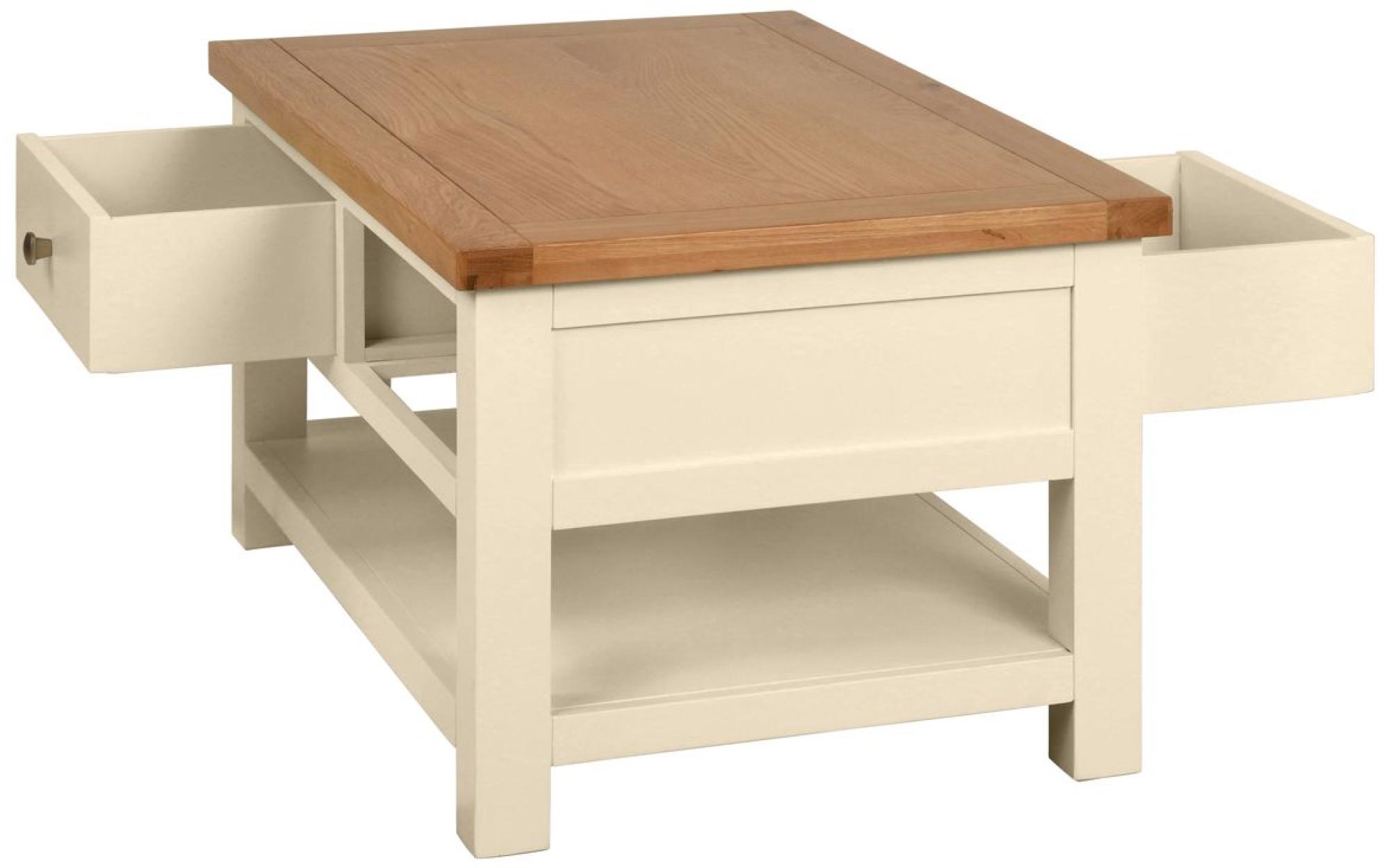 Product photograph of Lundy Ivory Painted 2 Drawer Coffee Table from Choice Furniture Superstore.