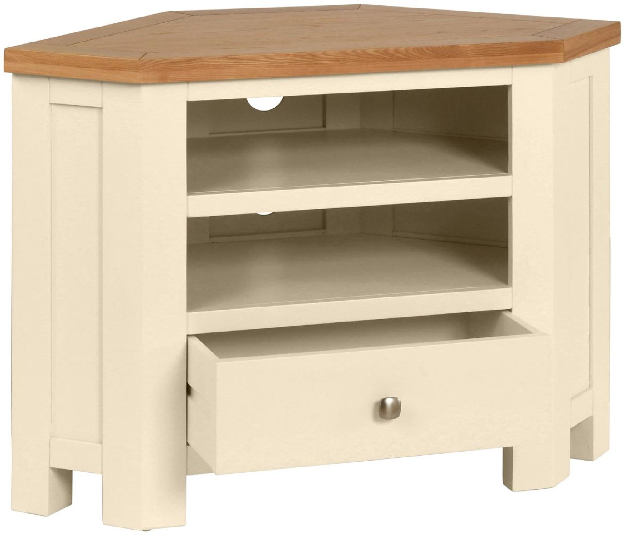 Product photograph of Lundy Ivory Painted 90cm Corner Tv Unit from Choice Furniture Superstore.