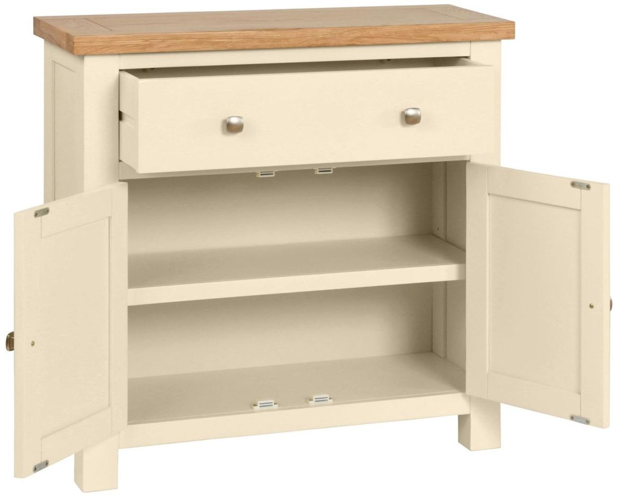 Product photograph of Lundy Ivory Painted 2 Door Compact Sideboard from Choice Furniture Superstore.