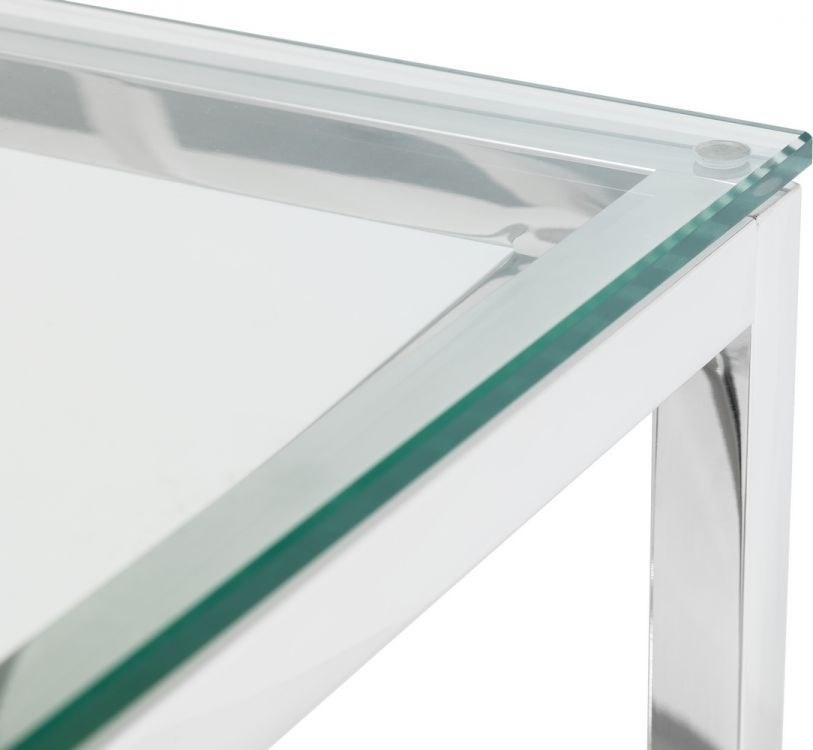 Product photograph of Miami Glass And Chrome 120cm Console Table from Choice Furniture Superstore.