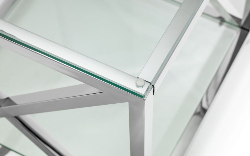 Product photograph of Miami Glass And Chrome 120cm Console Table from Choice Furniture Superstore.