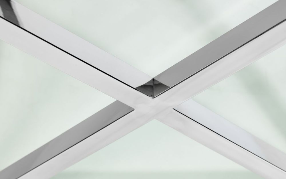 Product photograph of Miami Glass And Chrome 120cm Console Table from Choice Furniture Superstore.