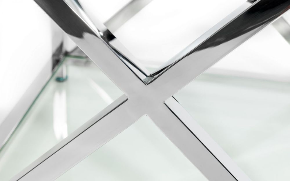 Product photograph of Miami Glass And Chrome 120cm Console Table from Choice Furniture Superstore.