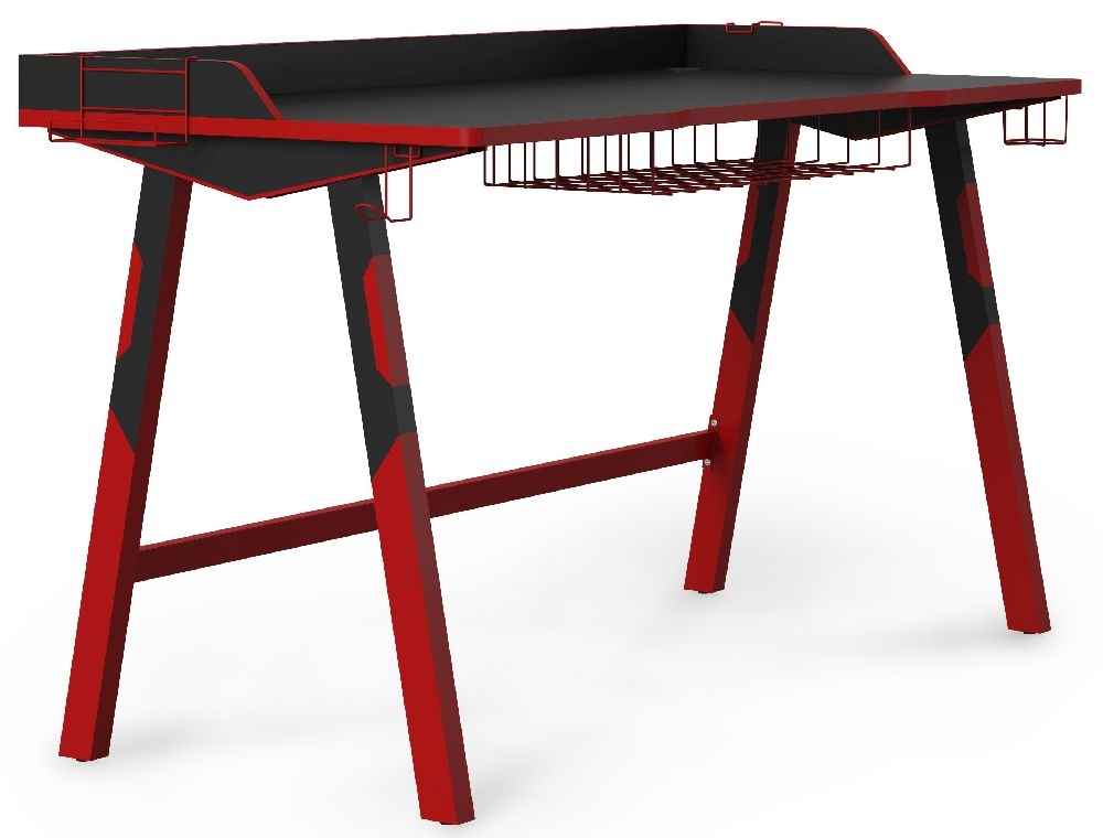 Product photograph of Alphason Fuego Black And Red Gaming Desk from Choice Furniture Superstore.