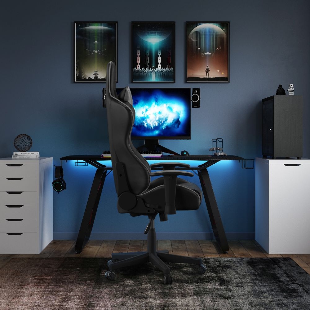 Product photograph of Alphason Oblivion Black And Red Gaming Desk from Choice Furniture Superstore.