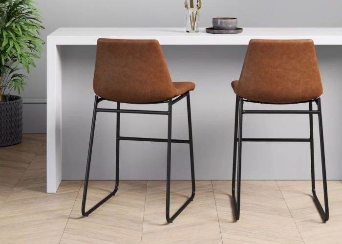 Product photograph of Alphason Bowden Caramel Maple Faux Leather Counter Stool Sold In Pairs from Choice Furniture Superstore.