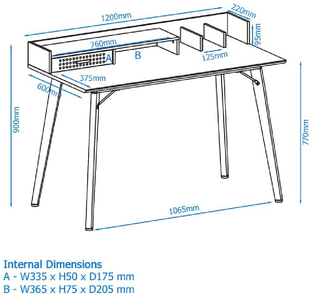 Product photograph of Alphason Memphis Charcoal Grey And Walnut Writing Desk from Choice Furniture Superstore.