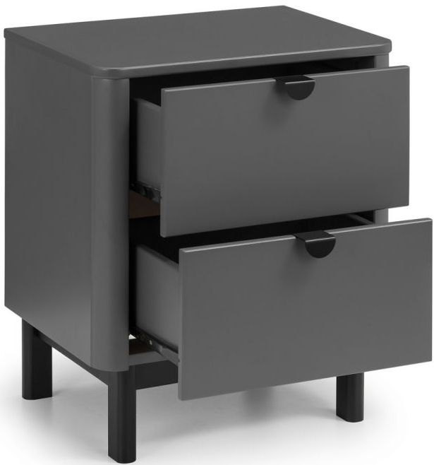 Product photograph of Chloe Storm Grey 2 Drawer Bedside Cabinet from Choice Furniture Superstore.