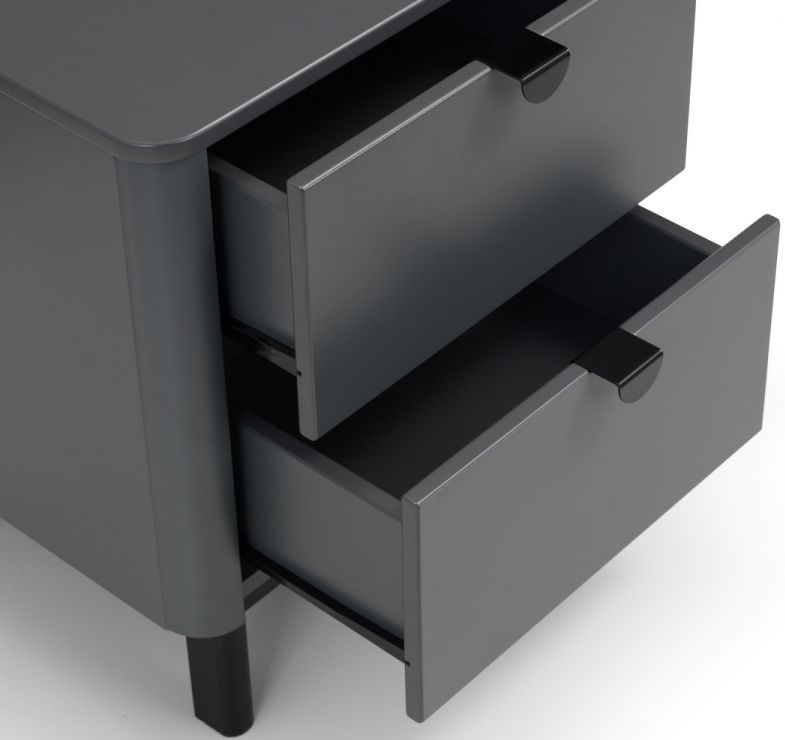 Product photograph of Chloe Storm Grey 2 Drawer Bedside Cabinet from Choice Furniture Superstore.