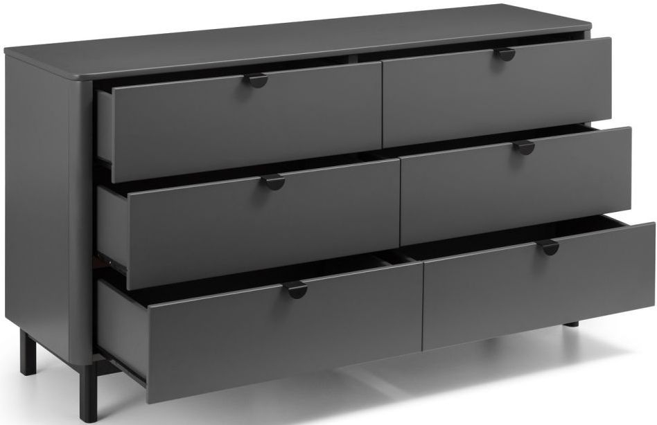 Product photograph of Chloe Grey 6 Drawer Wide Chest from Choice Furniture Superstore.