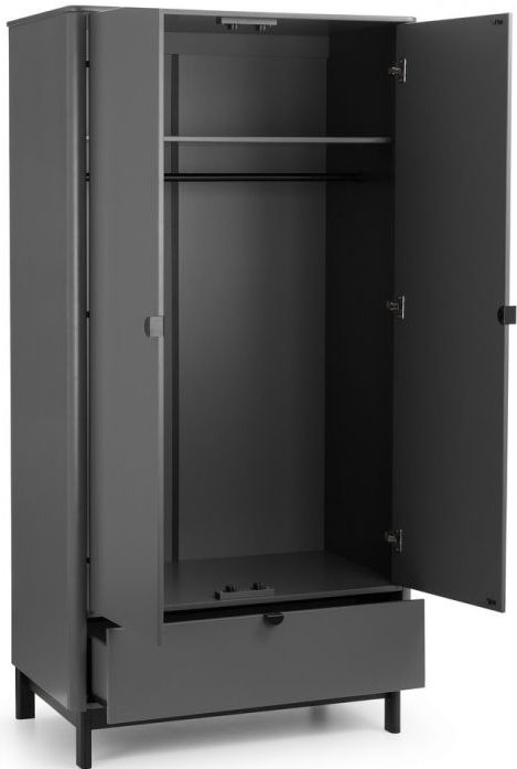 Product photograph of Chloe Storm Grey Double 2 Door 1 Drawer Wardrobe from Choice Furniture Superstore.