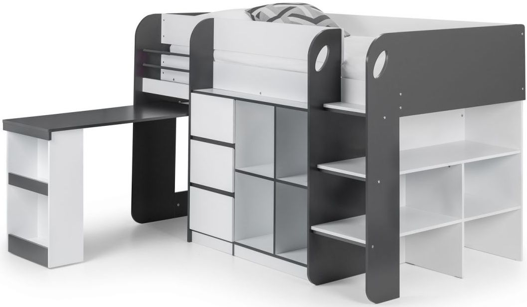Product photograph of Saturn White And Charcoal Grey Midsleeper Bed from Choice Furniture Superstore.