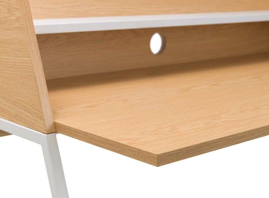 Product photograph of Palmer Oak Effect Metal Desk from Choice Furniture Superstore.