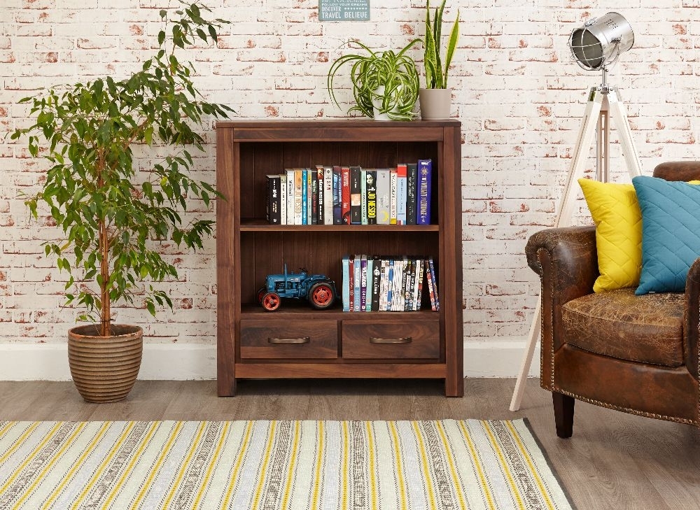 Product photograph of Mayan Walnut 2 Drawer Bookcase from Choice Furniture Superstore.