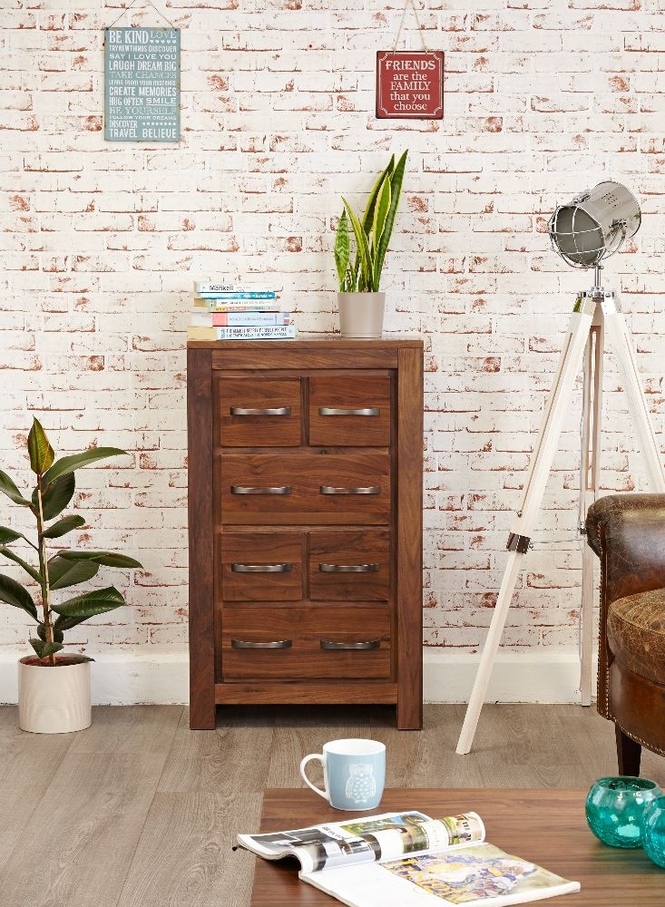 Product photograph of Mayan Walnut 6 Drawer Cd And Dvd Cabinet from Choice Furniture Superstore.