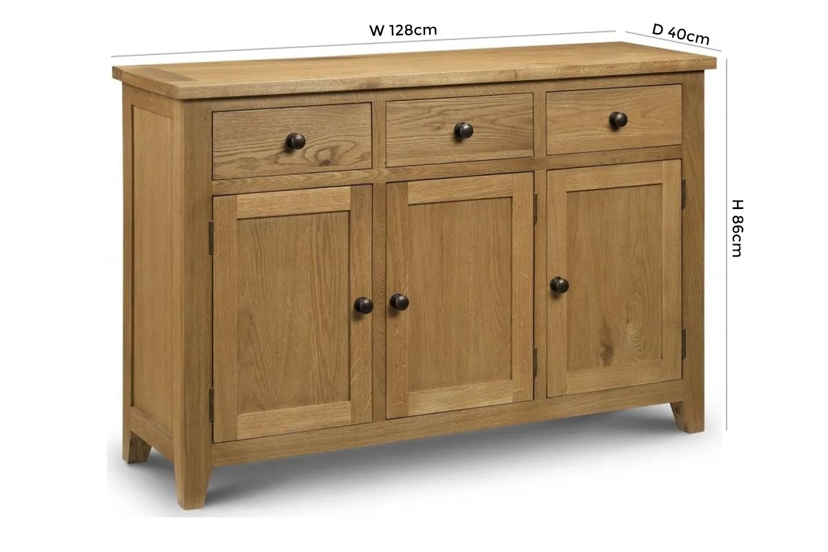 Product photograph of Astoria Oak 3 Door Sideboard from Choice Furniture Superstore.