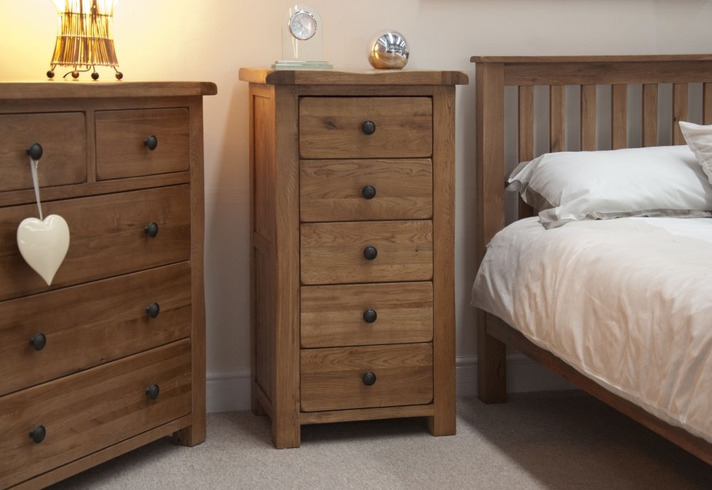 Product photograph of Homestyle Gb Rustic Oak 5 Drawer Narrow Chest from Choice Furniture Superstore.