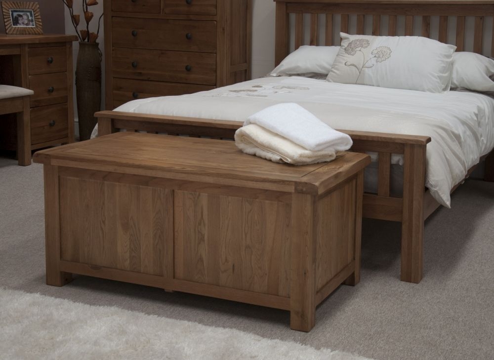 Product photograph of Homestyle Gb Rustic Oak Blanket Box from Choice Furniture Superstore.
