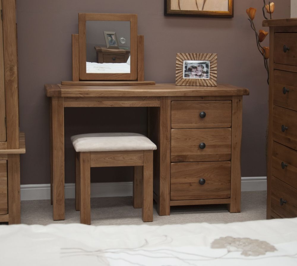Product photograph of Homestyle Gb Rustic Oak Single Pedestal Dressing Table And Stool from Choice Furniture Superstore.