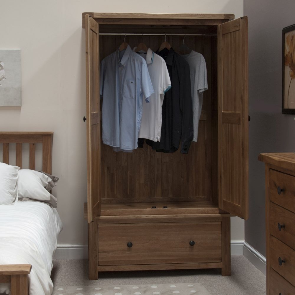 Product photograph of Homestyle Gb Rustic Oak 2 Door 1 Drawer Wardrobe from Choice Furniture Superstore.
