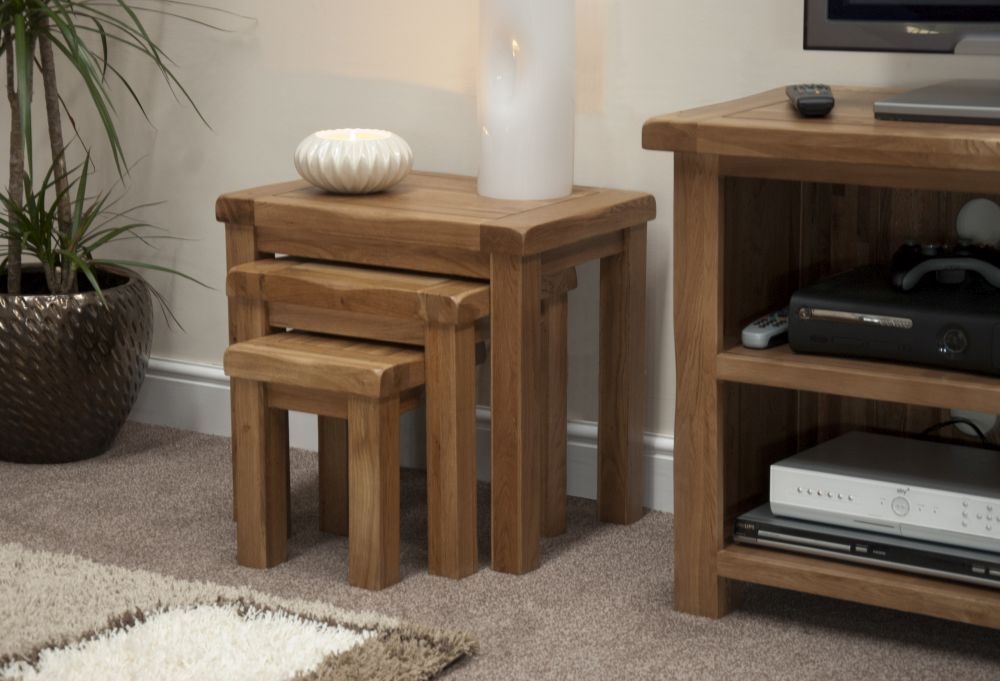 Product photograph of Homestyle Gb Rustic Oak Nest Of Tables from Choice Furniture Superstore.