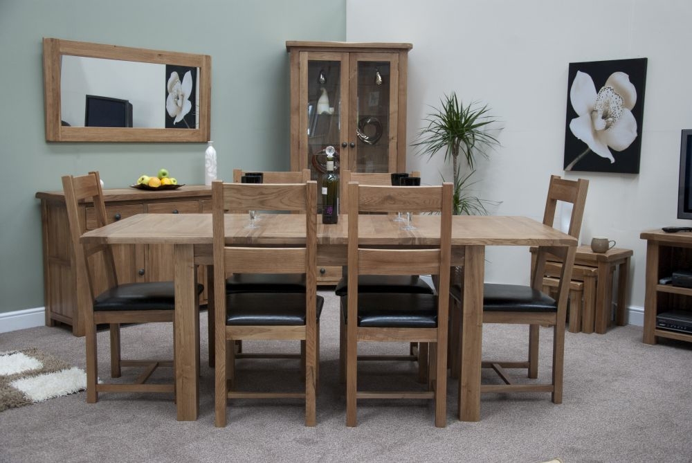 Product photograph of Homestyle Gb Rustic Oak Extending Dining Set And 6 Rustic Leather Seat Chairs from Choice Furniture Superstore.