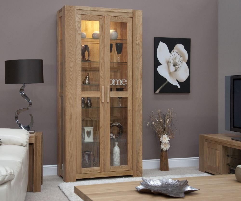 Product photograph of Massive Oak Glass Display Cabinet from Choice Furniture Superstore.