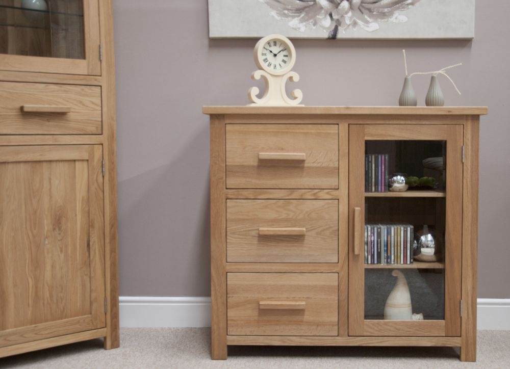 Product photograph of Homestyle Gb Opus Oak 1 Door Glazed Chest from Choice Furniture Superstore.