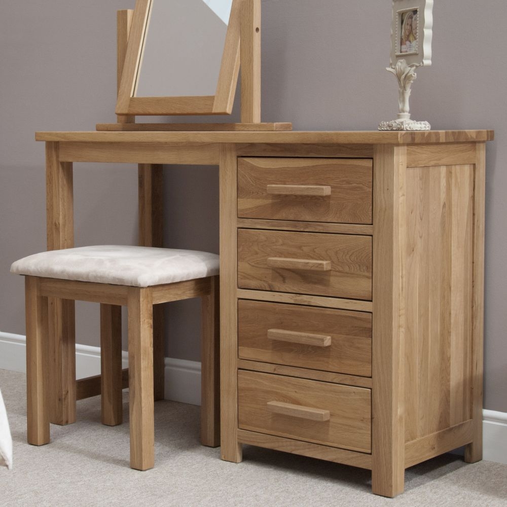 Product photograph of Homestyle Gb Opus Oak Single Pedestal Dressing Table And Stool from Choice Furniture Superstore.