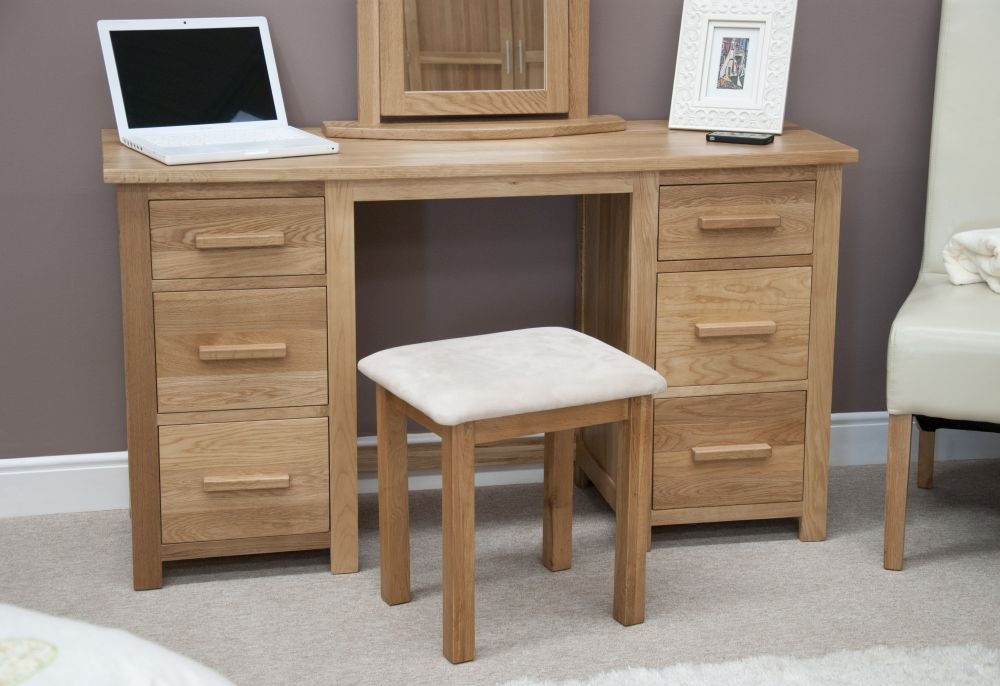 Product photograph of Homestyle Gb Opus Oak Double Pedestal Dressing Table And Stool from Choice Furniture Superstore.