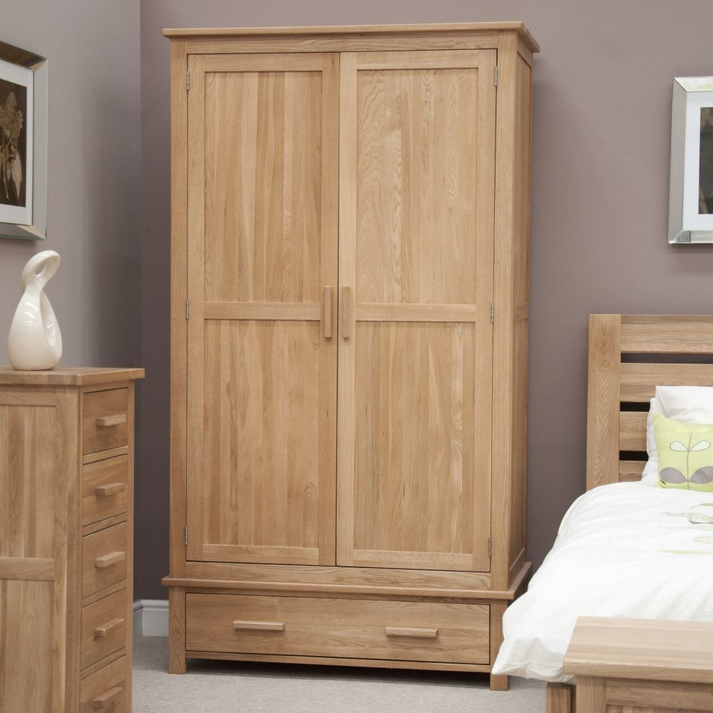 Product photograph of Homestyle Gb Opus Oak 2 Door 1 Drawer Wardrobe from Choice Furniture Superstore.