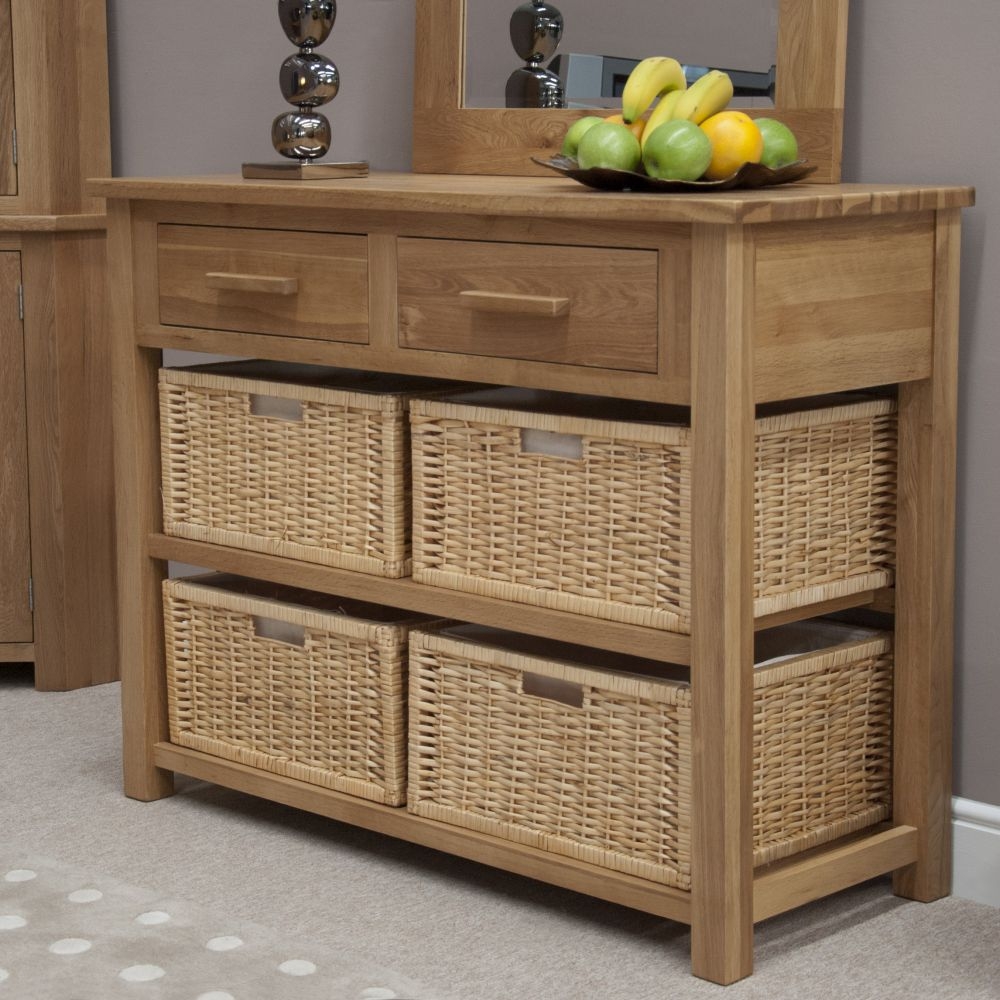 Product photograph of Homestyle Gb Opus Oak Basket Console Table from Choice Furniture Superstore.