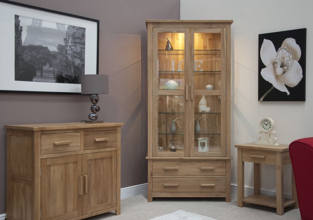 Product photograph of Homestyle Gb Opus Oak Glass Display Cabinet from Choice Furniture Superstore.