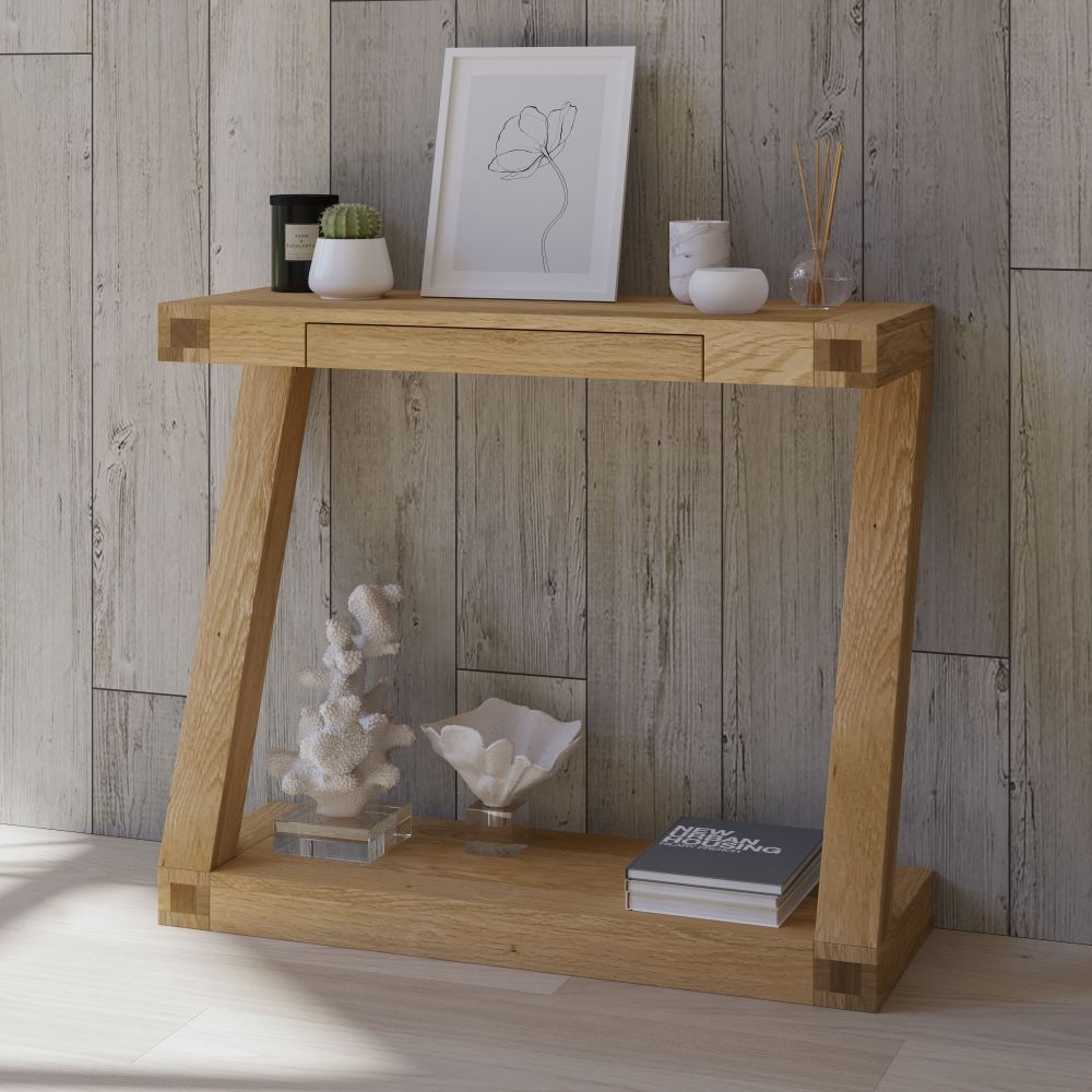 Product photograph of Homestyle Gb Z Designer Oak Small Hall Table from Choice Furniture Superstore.