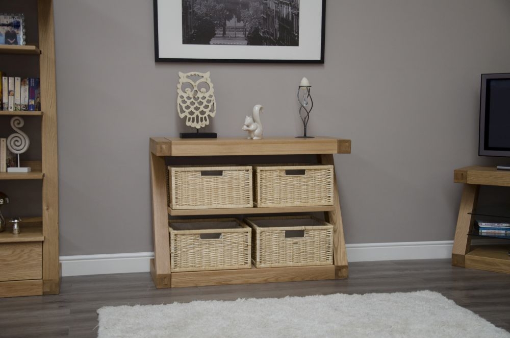 Product photograph of Homestyle Gb Z Designer Oak Basket Console Table from Choice Furniture Superstore.