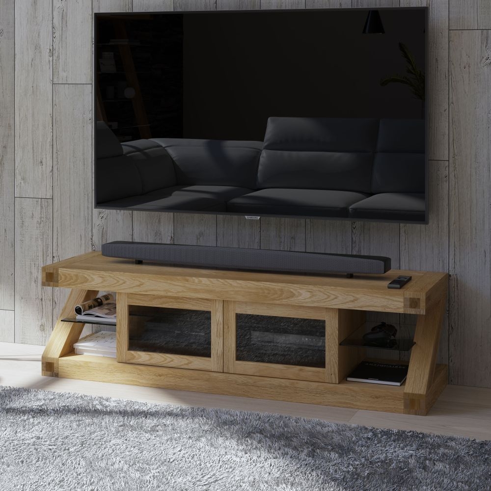 Product photograph of Homestyle Gb Z Designer Oak Glass Plasma Tv Unit from Choice Furniture Superstore.
