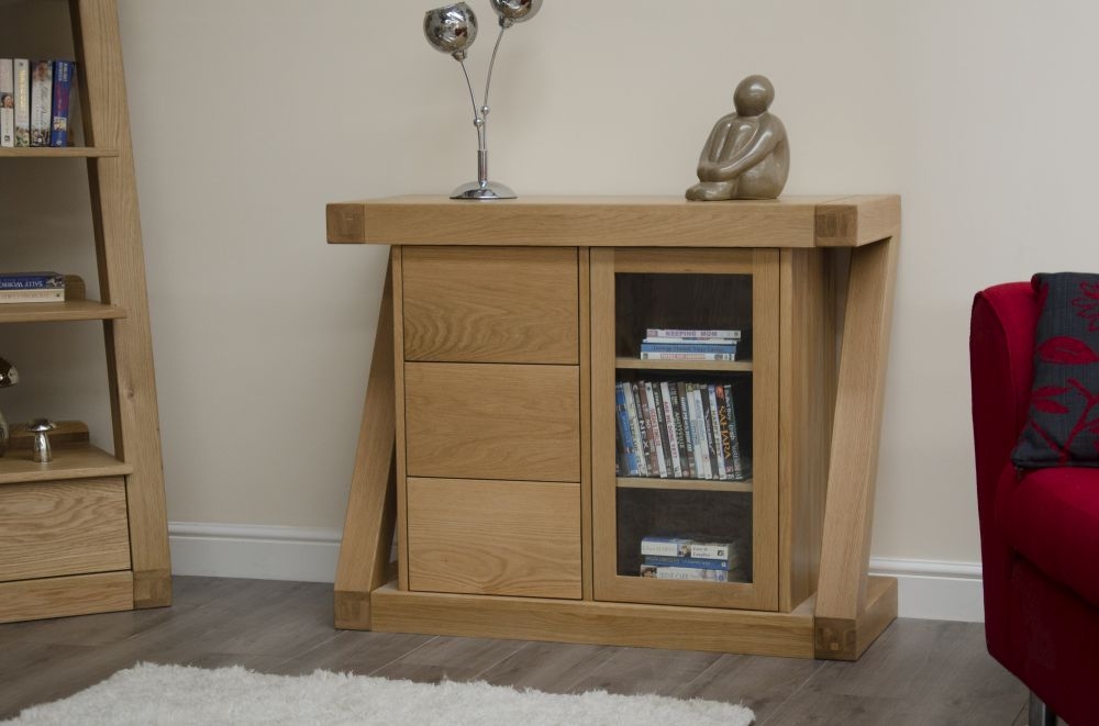 Product photograph of Homestyle Gb Z Designer Oak 1 Door Glazed Chest from Choice Furniture Superstore.