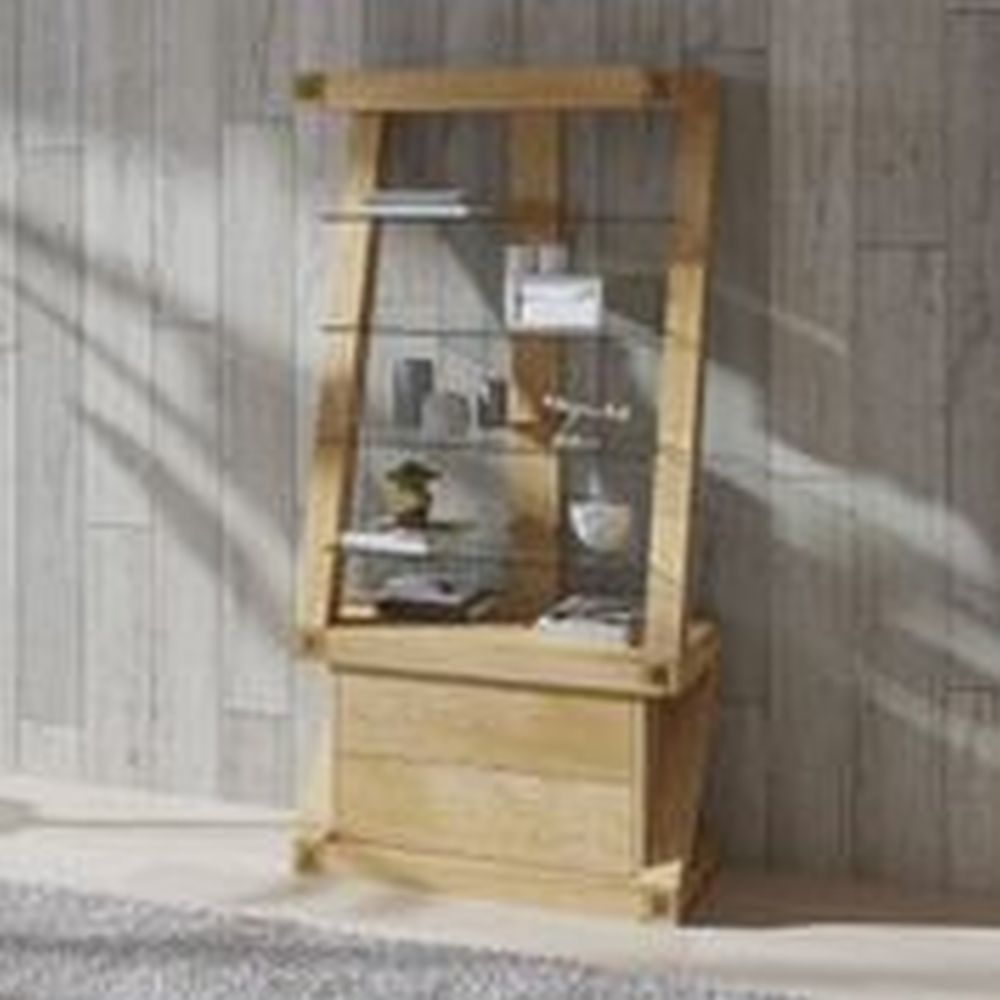 Product photograph of Homestyle Gb Z Designer Oak Glass Display Cabinet from Choice Furniture Superstore.