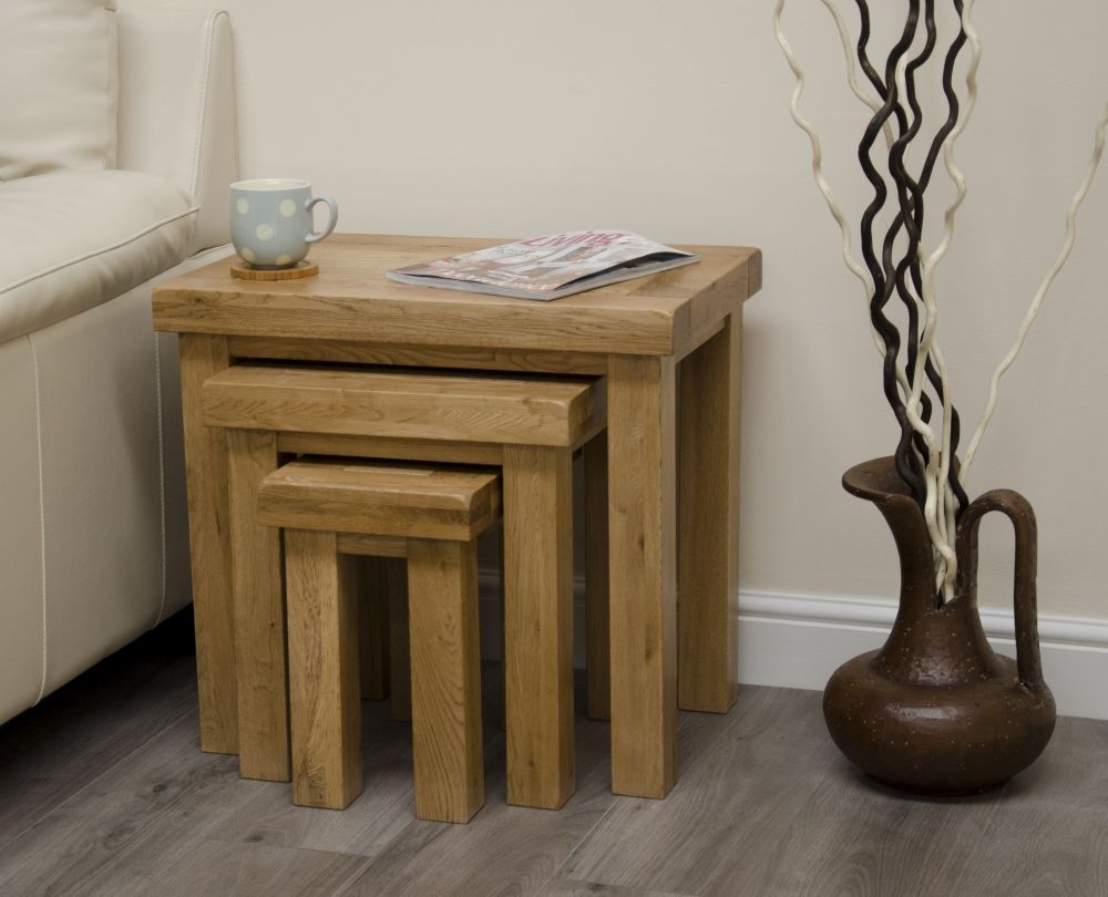 Product photograph of Homestyle Gb Deluxe Oak Nest Of Tables from Choice Furniture Superstore.