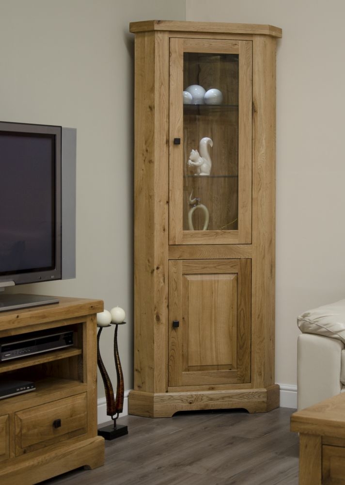 Product photograph of Homestyle Gb Deluxe Oak Corner Display Unit from Choice Furniture Superstore.