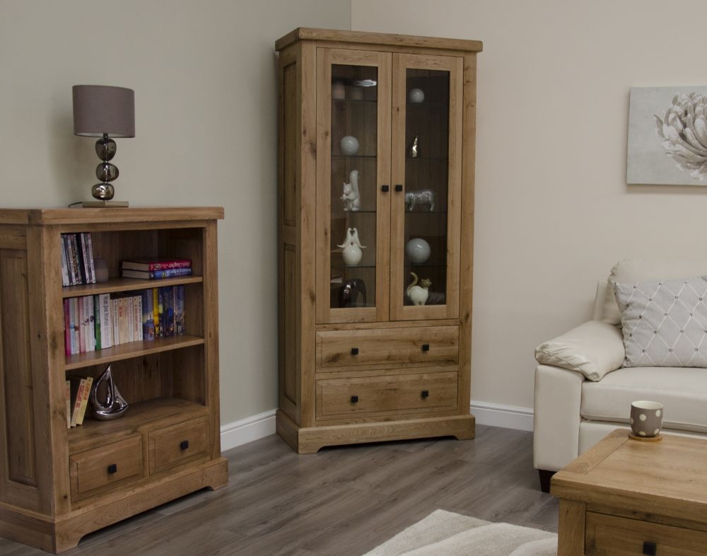 Product photograph of Homestyle Gb Deluxe Oak Display Cabinet from Choice Furniture Superstore.