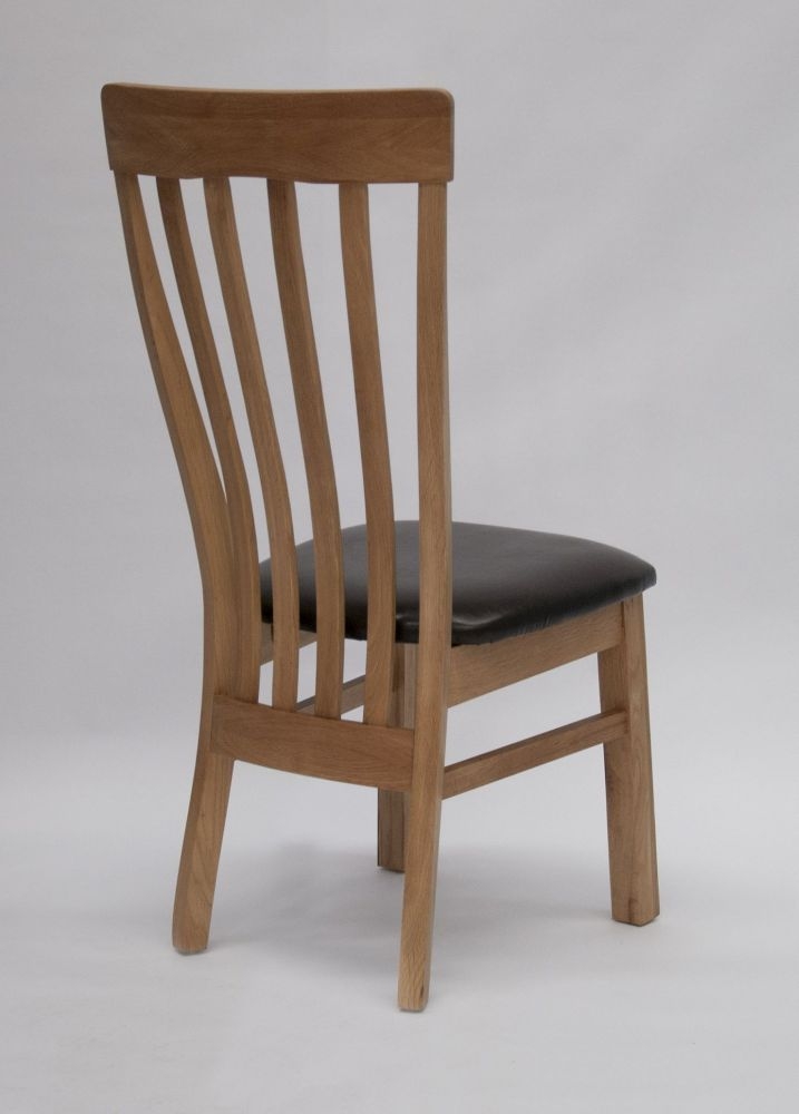 Product photograph of Homestyle Gb Lucia Oak And Dark Brown Leather Dining Chair Sold In Pairs from Choice Furniture Superstore.