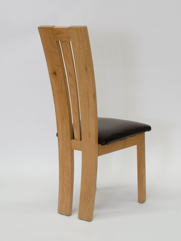 Product photograph of Homestyle Gb Venezia Oak And Dark Brown Leather Dining Chair Sold In Pairs from Choice Furniture Superstore.